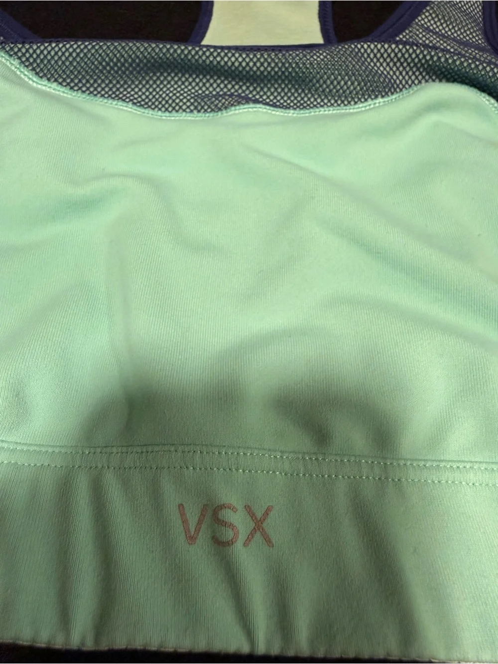 Victoria's Secret mint green sports bra with purple trim